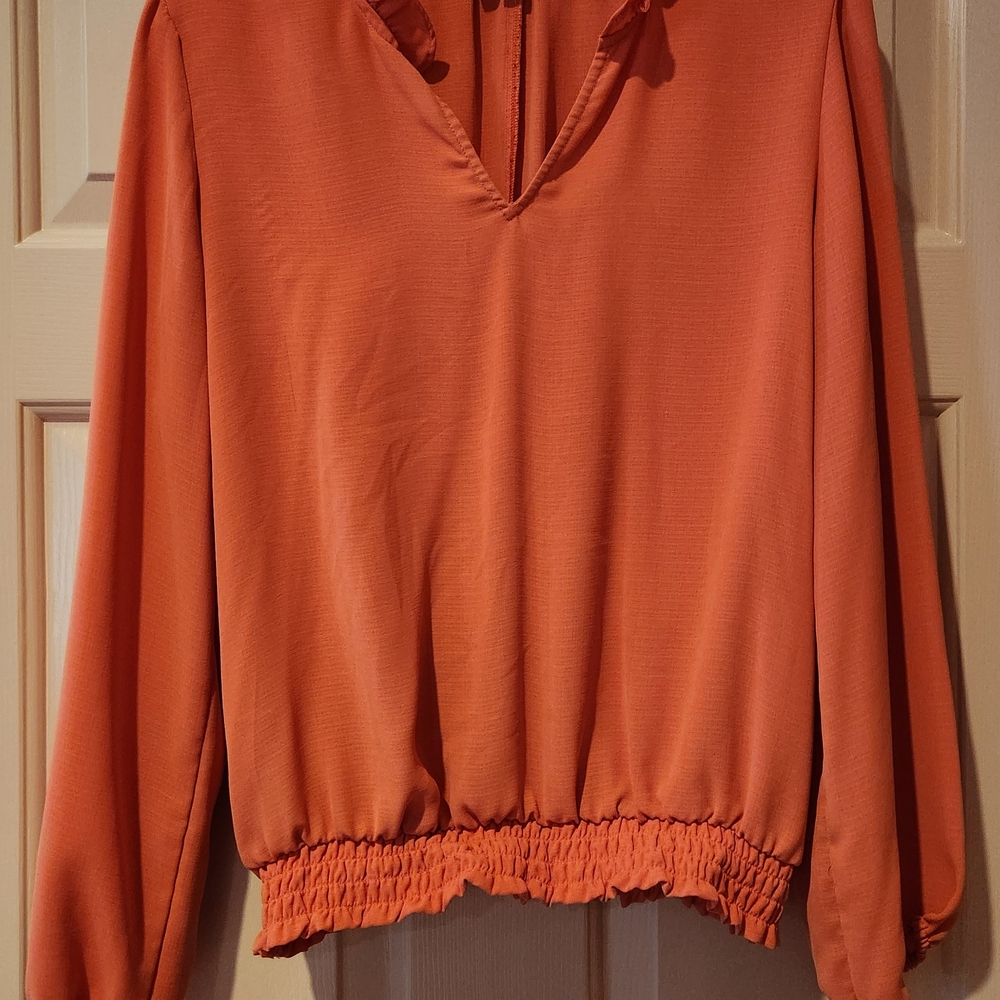 LOFT Orange Smocked Blouse